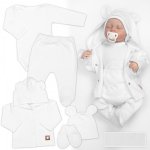 Žebrovaná sada Star 5D body polodupačky kabátek, čepička rukavice bílá – Zboží Dáma