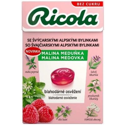 Ricola Malina meduňka bez cukru 40 g – Hledejceny.cz