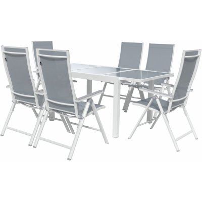 LIVARNO home Sada hliníkového zahradního nábytku s rozkládacím stolem Houston, 7dílná, bílá/šedá – Hledejceny.cz
