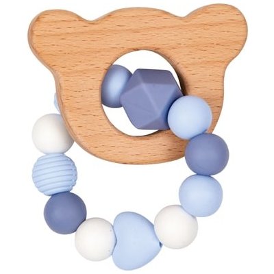Spiegelburg Coppenrath silikon dřevěný kroužek na kousání světle modrá BabyGlück