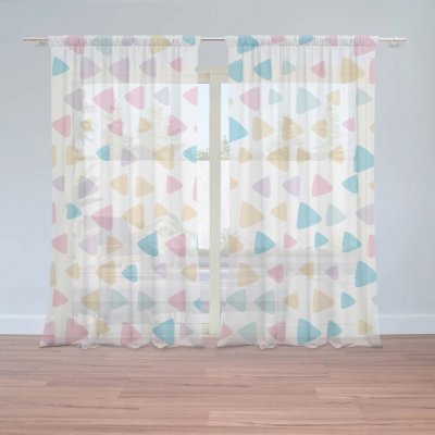 Sablio Záclony Barevné trojúhelníčky: 2ks 150x250cm – Zboží Mobilmania
