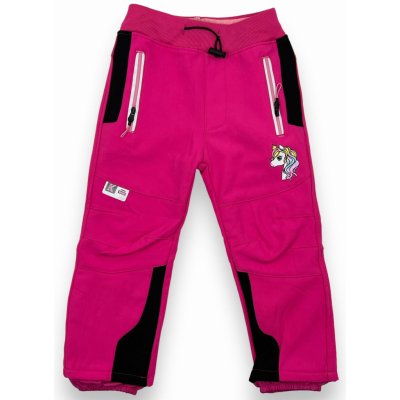 Kugo Dívčí zateplené softshellové kalhoty na gumu černo růžové – Zboží Mobilmania