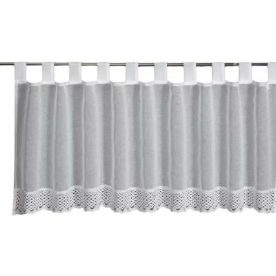 Vitrážní záclonka s poutky s krajkovým lemem 140x45cm bílá – Hledejceny.cz