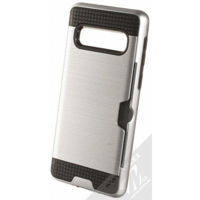 Pouzdro Sligo Defender Card odolné ochranné s kapsičkou Samsung Galaxy S10 stříbrné