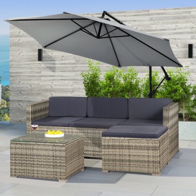 Juskys Polyratanový zahradní nábytek Punta Cana šedé – Zboží Mobilmania
