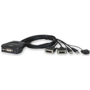 Aten CS-22D 2-port DVI KVM USB mini, integrované kabely