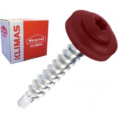 Samořezný střešní farmářský šroub KLIMAS 4,8 x 35 TX RAL 3011 Červenohnědý s podložkou EPDM (250 ks/bal) – Zboží Mobilmania