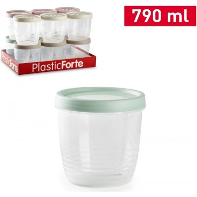PlasticForte Dóza na potraviny kulatá šroubovací víčko mix barev 790 ml 11 x11,5