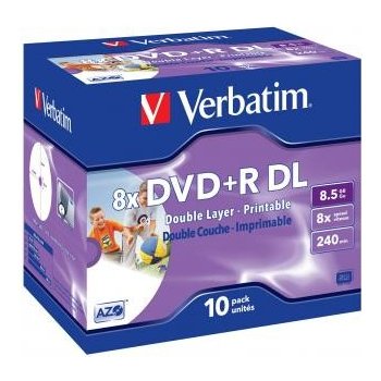 Verbatim DVD+R 8,5GB 8x, Double Layer, AZO, printable, jewel, 10ks (43665)