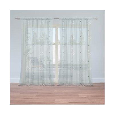 Sablio Záclony Modré a bílé lístky: 2ks 150x250cm – Hledejceny.cz