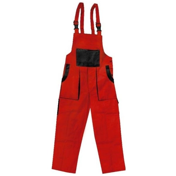 Lux pánské montérkové kalhoty s náprsenkou červená od 374 Kč - Heureka.cz