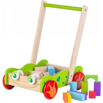 Eco Toys Dřevěné chodítko s kostkami Žabka