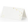 Svatební jmenovka Jmenovky na stůl bílé se zlatými hvězdičkami 9,5x5,5 cm, 10 ks