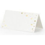 Jmenovky na stůl bílé se zlatými hvězdičkami 9,5x5,5 cm, 10 ks – Zboží Mobilmania
