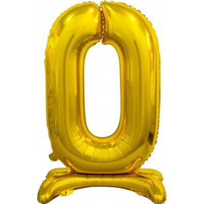 Godan Fóliový balón se stojanem číslo 0 zlatá 74 cm – Zboží Dáma