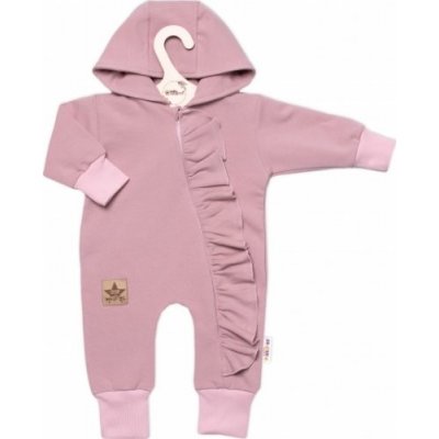 Teplákový overal s volánkem a kapucí GIRL Baby Nellys sv. růžový – Zboží Dáma