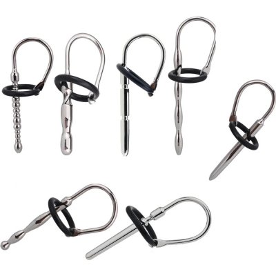 Dlouhý uretrální plug z nerez oceli s prstencem do močové trubice – Zboží Dáma