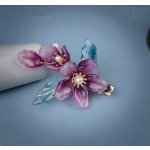 B-TOP Spona/ klip do vlasů se skleněnými fialovými květy – Zboží Dáma