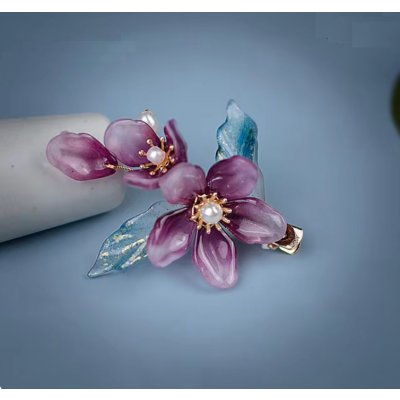 B-TOP Spona/ klip do vlasů se skleněnými fialovými květy – Zboží Dáma