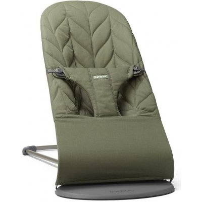 BabyBjörn lehátko Bouncer Bliss Dark green Woven Petal, tmavě šedá konstrukce – Zboží Dáma