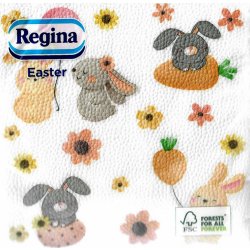 Regina Papírové ubrousky 1 V 20 kusů Velikonoční Zajíčci a kytičky 33x33 cm