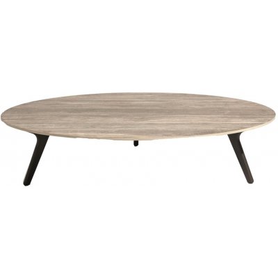 Manutti Nízký stůl Torsa, kulatý 125x24 cm, rám teak, deska keramika 12 mm, dekor basalt black – Hledejceny.cz
