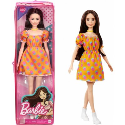Barbie Modelka oranžové šaty s puntíky – Zbozi.Blesk.cz