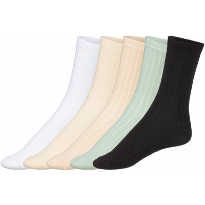 Esmara dámské ponožky s BIO bavlnou 5 párů zelená/bílá/černá