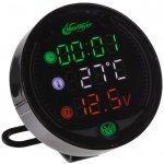 34706 Voltmetr s teploměrem, hodinami a USB nabíječkou na motocykl | Zboží Auto