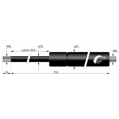 Plynová vzpěra Berthold Marx 755 mm, 600N, 10/21 M8 | Zboží Auto