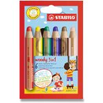 stabilo Barevné pastelky "Woody" 6 barev maxi 3v1 pastelky vodovka voskovka 20034 – Sleviste.cz