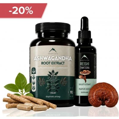 Hrotlife Klid a rovnováha Reishi tinktura 50 ml a Ashwagandha 90 ks – Hledejceny.cz
