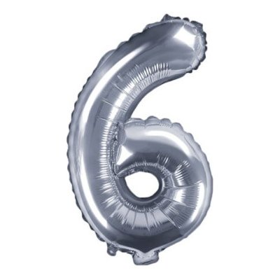 Balónek narozeninový nafukovací číslo "6" stříbrný 35 cm – Zboží Mobilmania