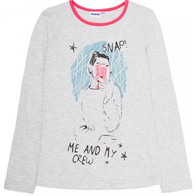 Winkiki kids Wear dívčí tričko s dlouhým rukávem Snap šedý melanž – Zboží Dáma