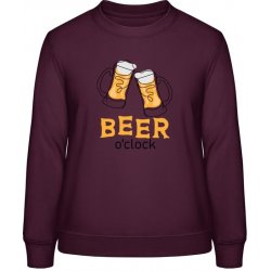 AWDis Sweat mikina Design Čas na Pivo Purpurovočervená