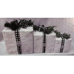 Vánoční LED dekorace dárky 15 cm + 20 cm + 25 cm BARVA: Bílá – Hledejceny.cz