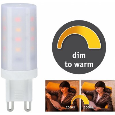 Paulmann LED žárovka 4W G9 teplá bílá dim to warm – Sleviste.cz