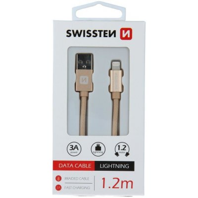 Swissten 71523204 USB 2.0, zástrčka A - zástrčka Lightning, opletený, 1,2m, zlatý – Zboží Mobilmania