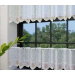 Buona Ventura Vitrážová záclona polyesterový batist 56491, vyšívaná fialová levandule, bílá výška 40cm (v metráži) – Zboží Mobilmania