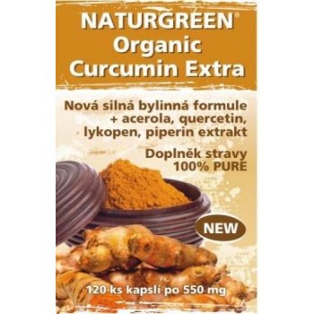 Naturgreen Organic Curcumin Extra+Piperin extrakt 120 vegan kapslí