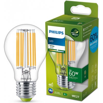 Philips 8719514343788 LED žárovka E27 4W/60W 840lm 3000K A60 filament A-class