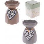 Eden Keramická aroma lampa s dřevěným srdcem - Šedá – Zboží Mobilmania