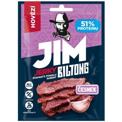 Jim Jerky Biltong hovězí česnek 20 g – Zboží Dáma