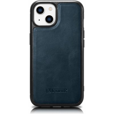 Pouzdro iCarer kožené iPhone 14 PLUS Oil wax real leather back cover modré – Zboží Mobilmania