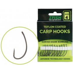 Zfish teflon hooks Curved Shank Barbless vel.6 10ks