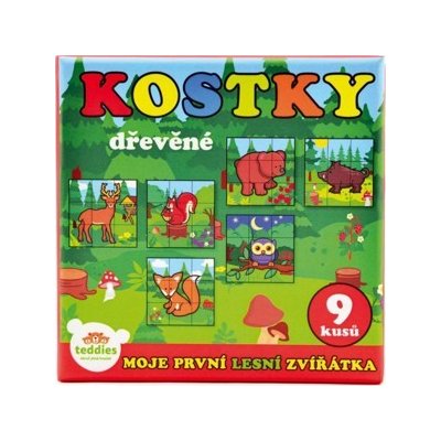 TEDDIES Kostky kubus dřevěné MOJE PRVNÍ ZVÍŘÁTKA