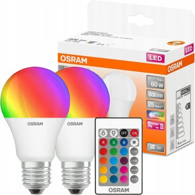 Osram 2dílná sada LED žárovek Retrofit / RGBW / 9 W / 806 lm / E27 / teplá bílá