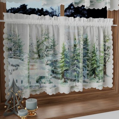 Dekorační krátká vánoční vitrážová záclona do kuchyně VÁNOČNÍ LES 60x100 cm MyBestHome – Zboží Dáma Dekorační krátká vánoční vitrážová záclona do kuchyně VÁNOČNÍ LES 60x100 cm MyBestHome – Zboží Dáma