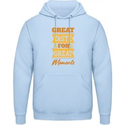 AWDis Hoodie Mikina Design Great Taste for Great Moments Nebeská modrá