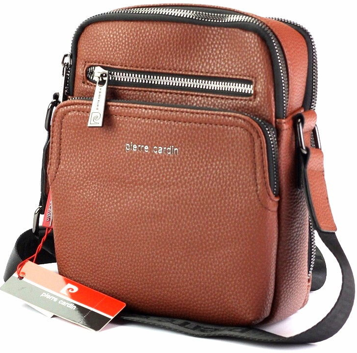 Pierre Cardin Střední pánská dvouoddílová crossbody taška no. 066 hnědá